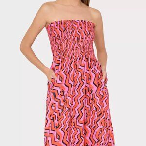 Milly Erin Strapless Patchwork Chevron Maxi Dress